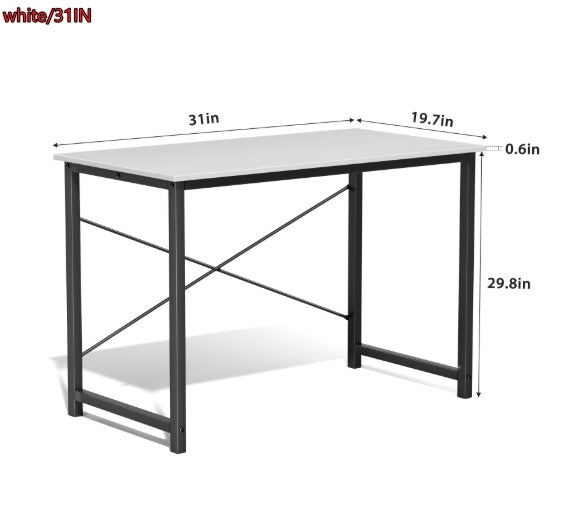 Computer Desk For Home Office, Modern Study Work Table Simple Style For Bedroom, Writing Desks With X-Shaped Reinforcement, Rust