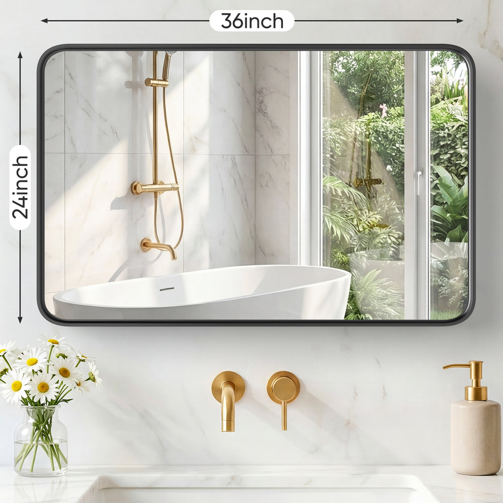 Wall Mirror With Rectangular Metal Frame
